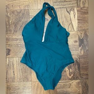 Jewel tone swimsuit.